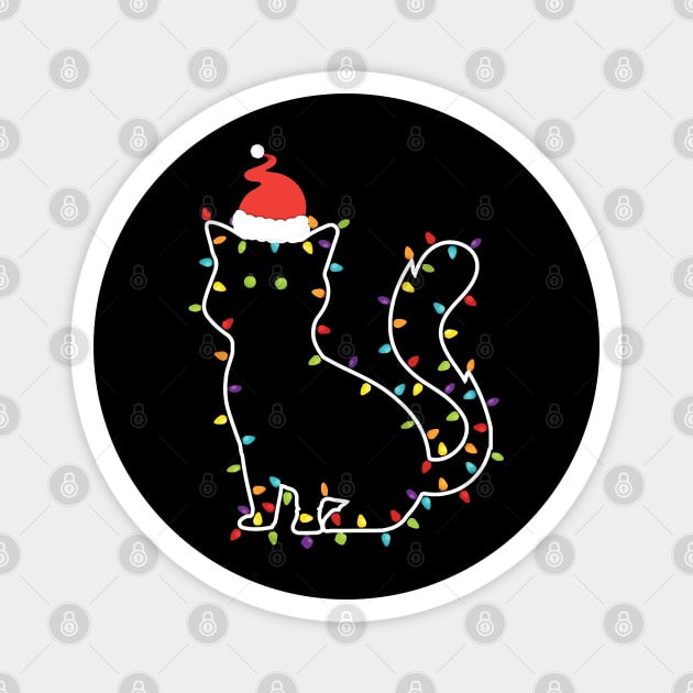 Christmas Cat Made of Lights Magnet by displace_design